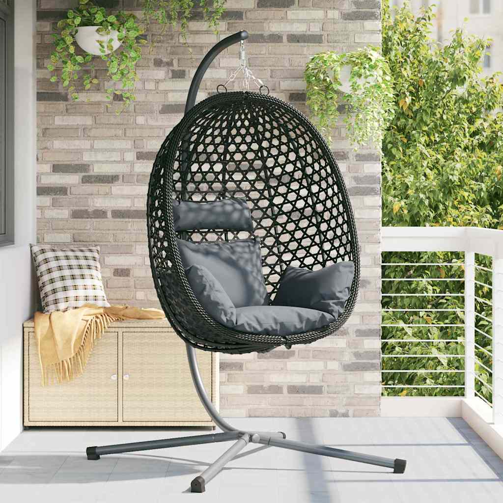 vidaXL Wiszące krzesło jajo Antracytowy i czarny 104 x 100 x 191 cm