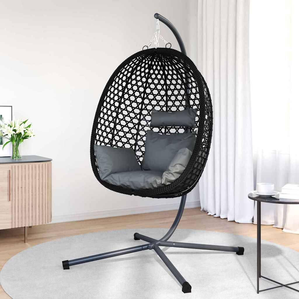 vidaXL Wiszące krzesło jajo Antracytowy i czarny 104 x 100 x 191 cm