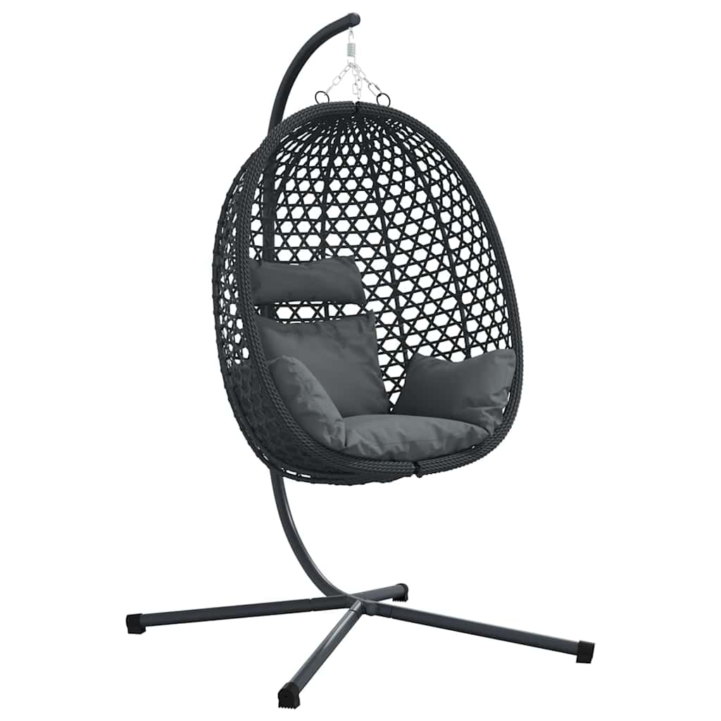 vidaXL Wiszące krzesło jajo Antracytowy i czarny 104 x 100 x 191 cm