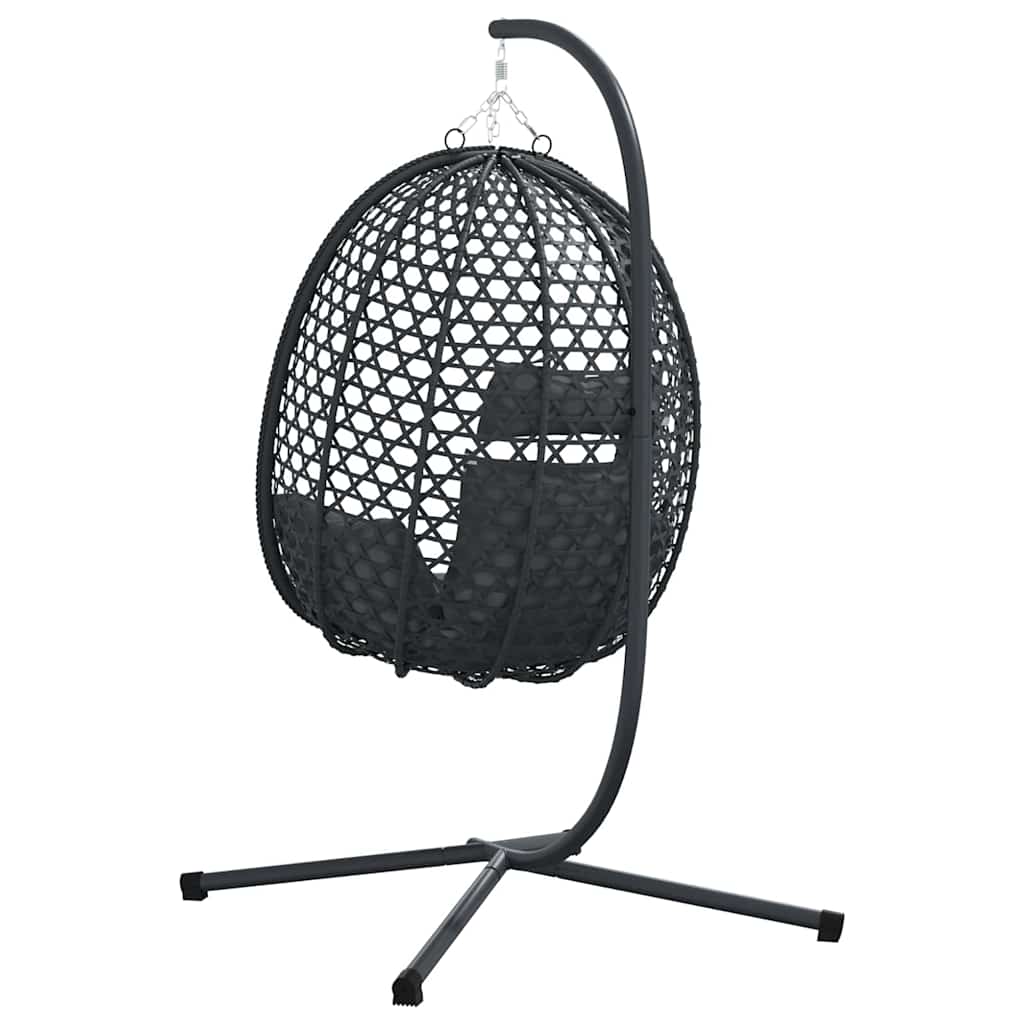 vidaXL Wiszące krzesło jajo Antracytowy i czarny 104 x 100 x 191 cm