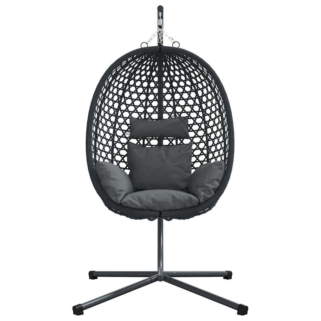vidaXL Wiszące krzesło jajo Antracytowy i czarny 104 x 100 x 191 cm