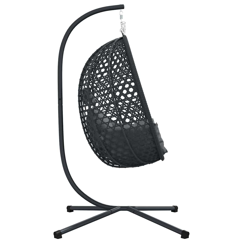 vidaXL Wiszące krzesło jajo Antracytowy i czarny 104 x 100 x 191 cm