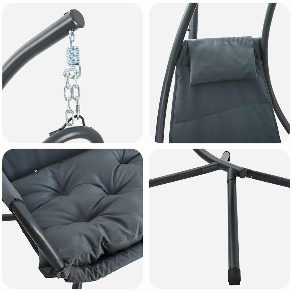 vidaXL Wiszące krzesło jajo Antracyt 94 x 107 x 196,5 cm Stal