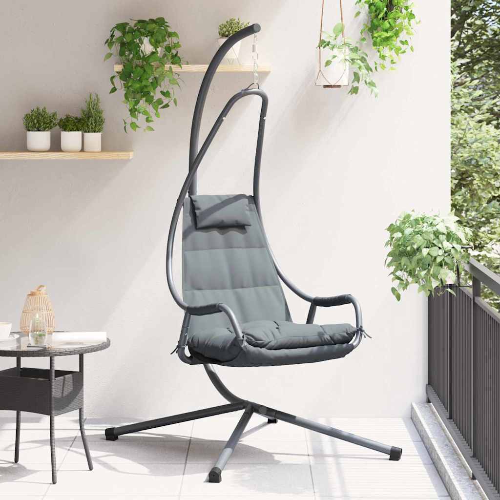 vidaXL Wiszące krzesło jajo Antracyt 94 x 107 x 196,5 cm Stal