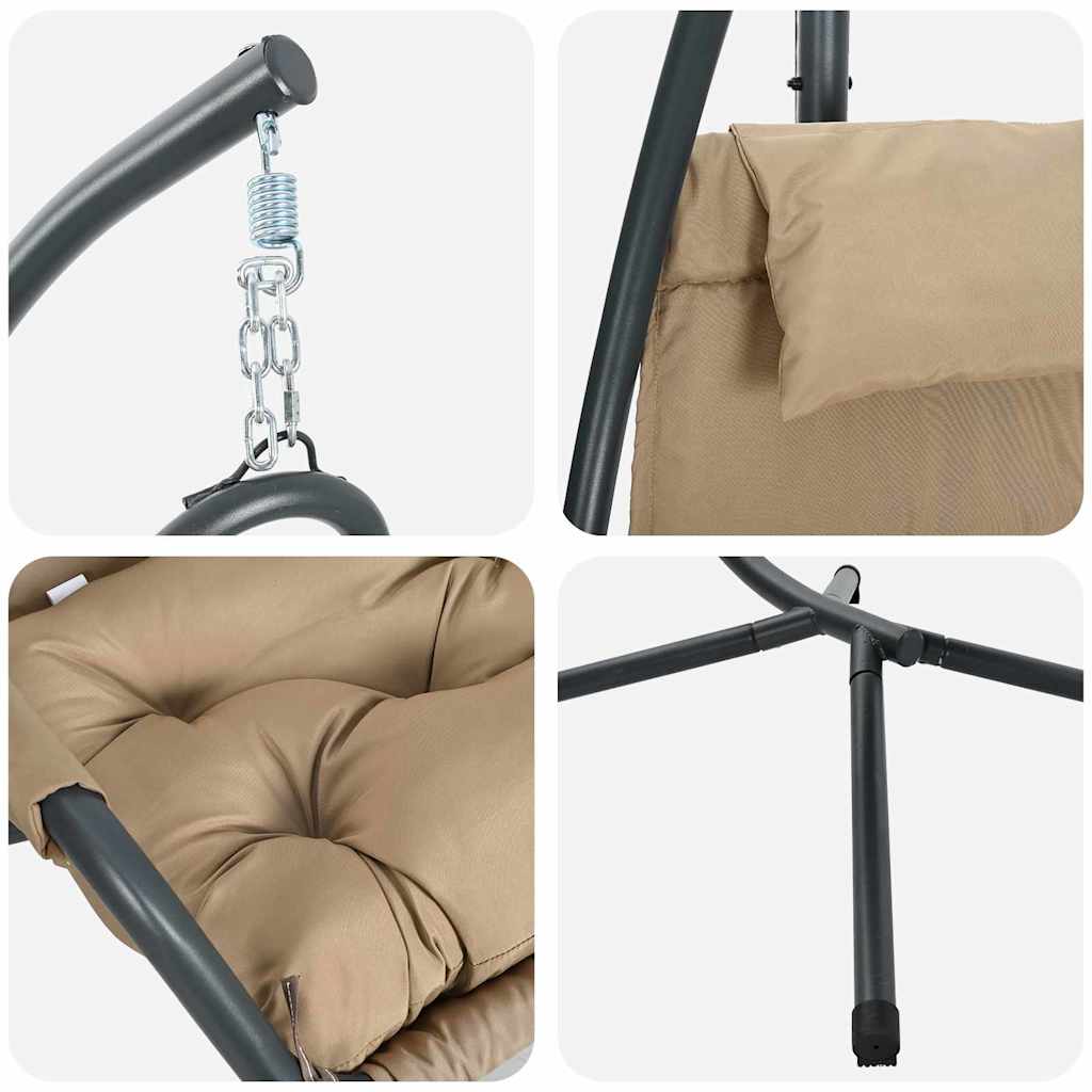 vidaXL Wiszące krzesło jajo Ciemnoszary 94 x 107 x 196,5 cm Stal