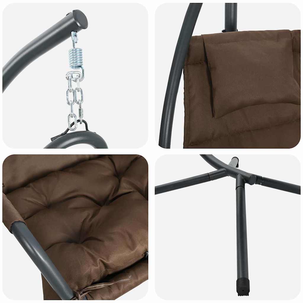 vidaXL Wiszące krzesło jajo kawowy 94 x 107 x 196,5 cm Stal