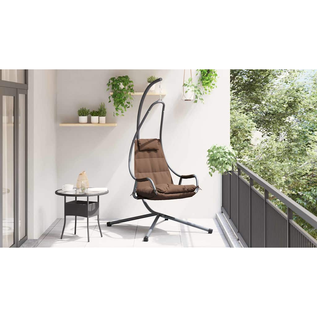 vidaXL Wiszące krzesło jajo kawowy 94 x 107 x 196,5 cm Stal