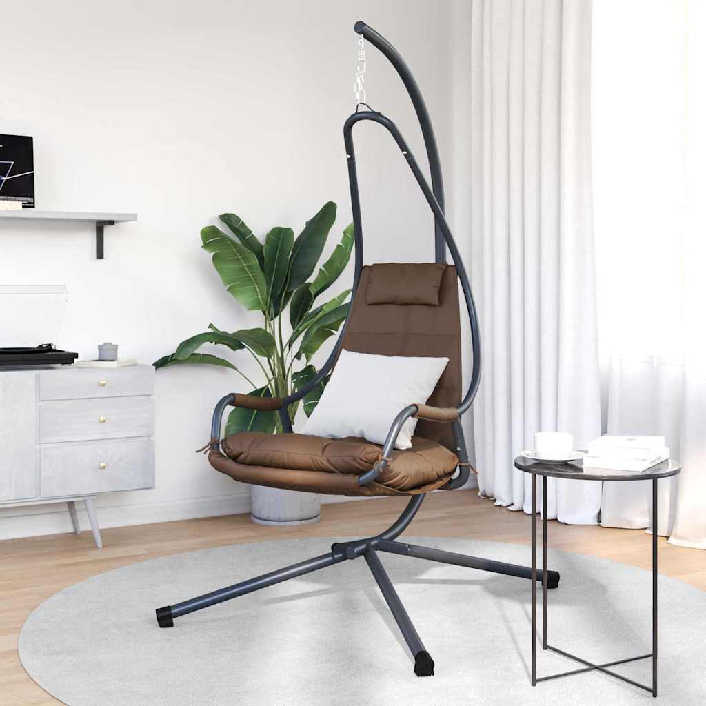vidaXL Wiszące krzesło jajo kawowy 94 x 107 x 196,5 cm Stal
