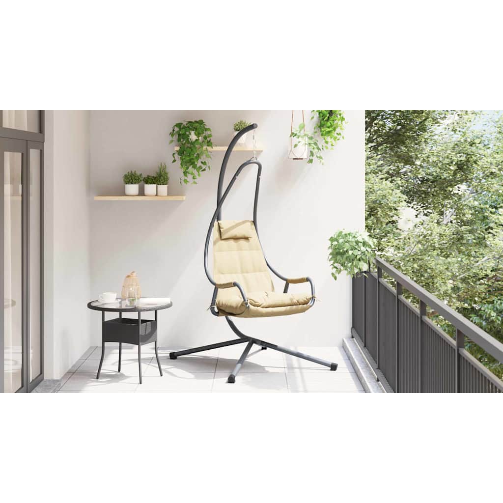 vidaXL Wiszące krzesło jajo Beżowy 94 x 107 x 196,5 cm Stal