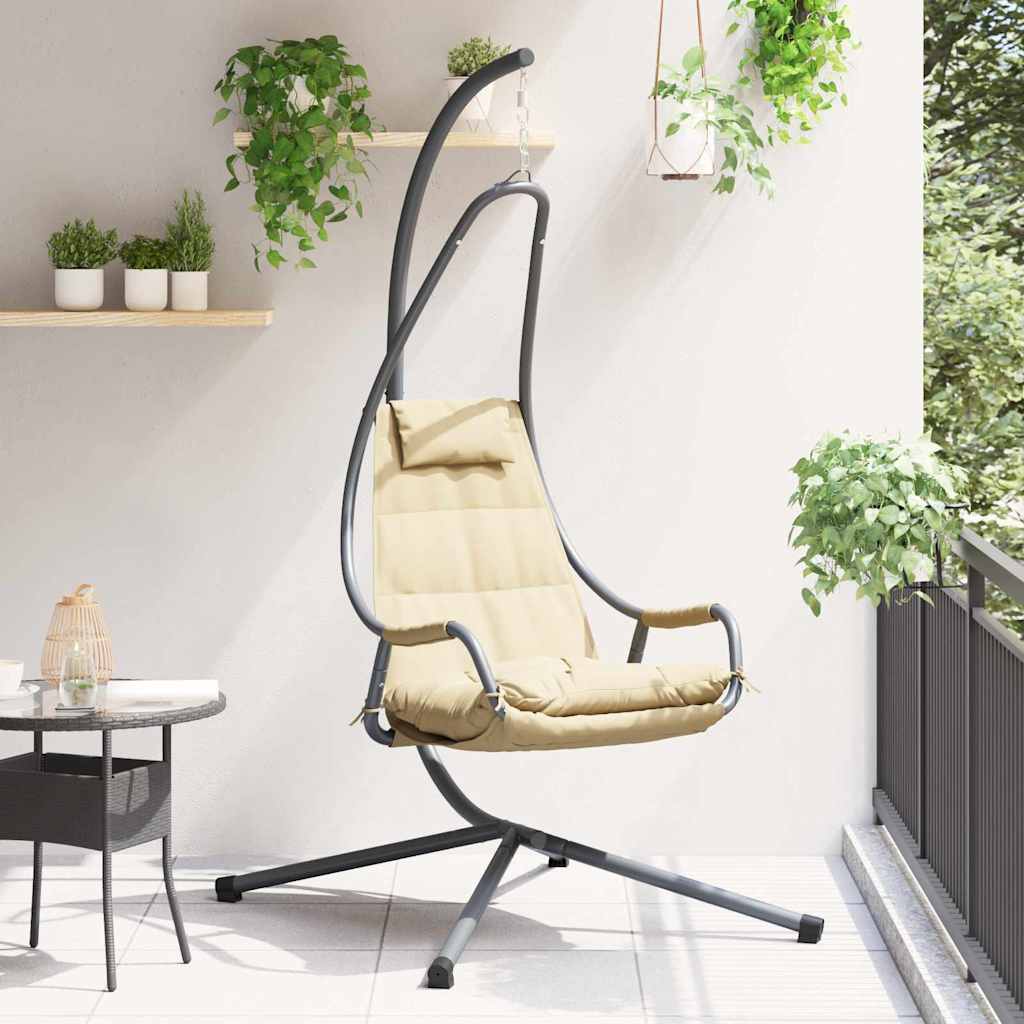 vidaXL Wiszące krzesło jajo Beżowy 94 x 107 x 196,5 cm Stal