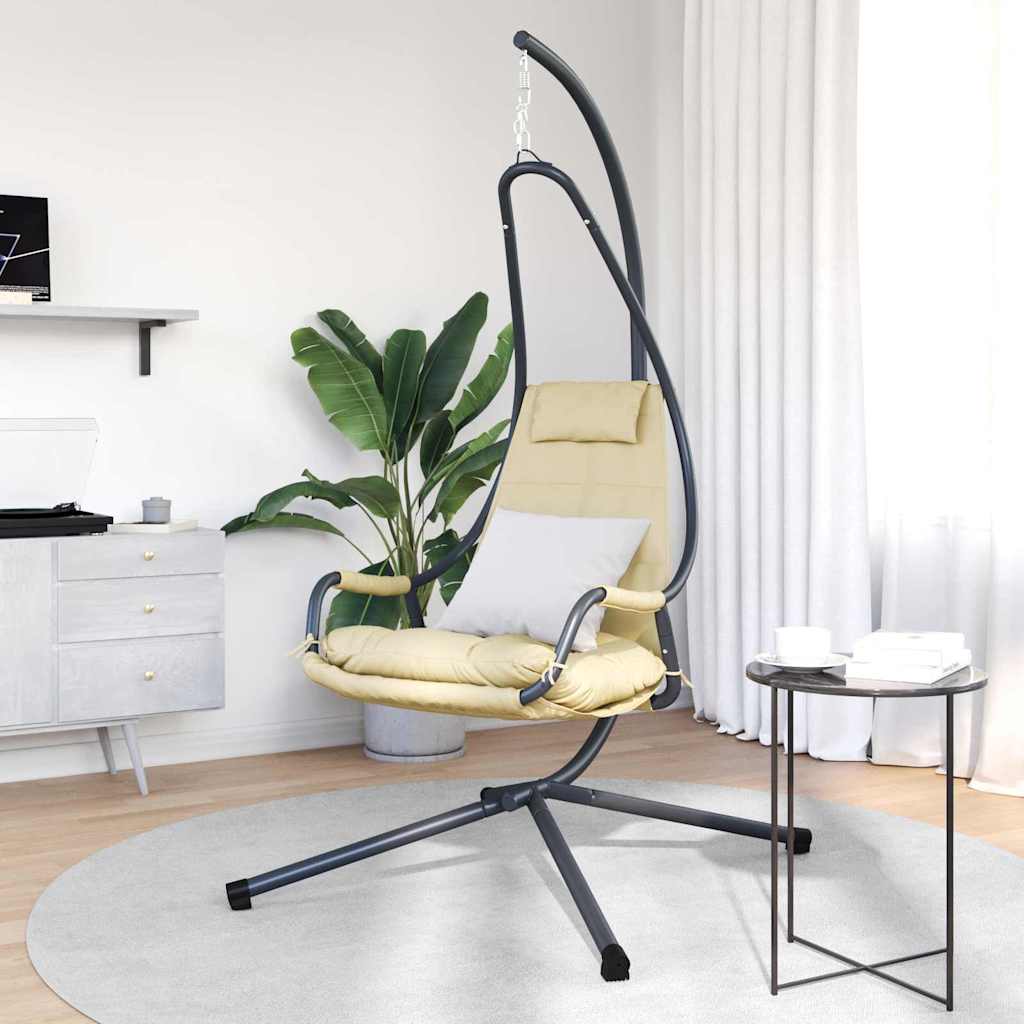 vidaXL Wiszące krzesło jajo Beżowy 94 x 107 x 196,5 cm Stal