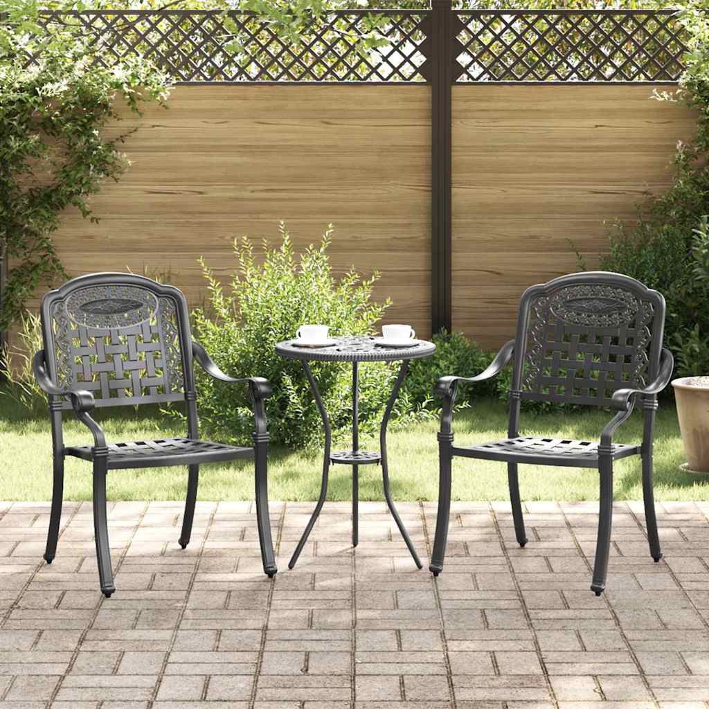 vidaXL Krzesło Ogrodowe 2 pcs Czarny 55 x 56,5 x 91cm Aluminium