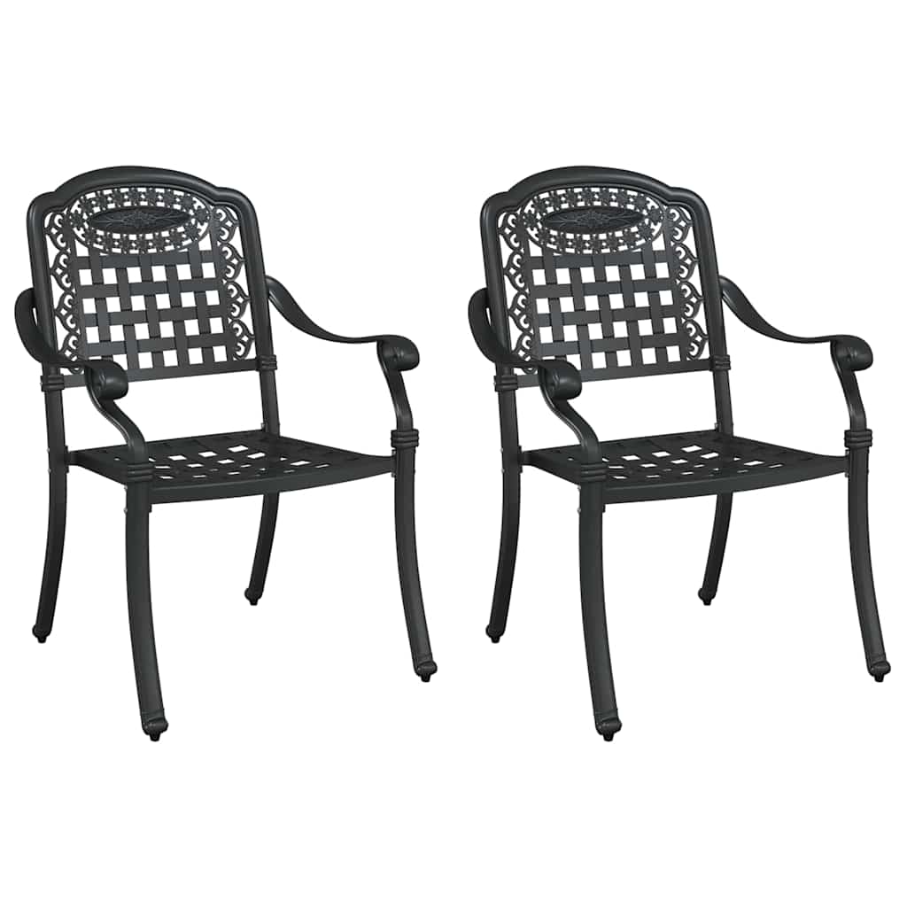 vidaXL Krzesło Ogrodowe 2 pcs Czarny 55 x 56,5 x 91cm Aluminium