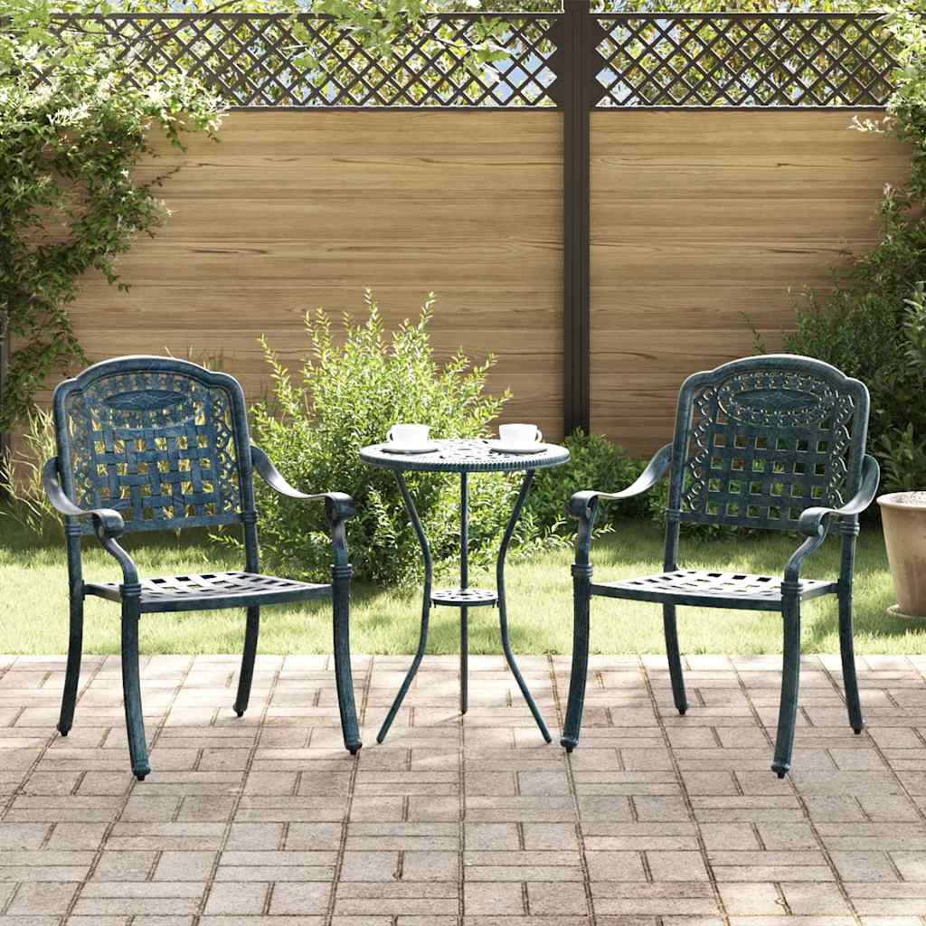 vidaXL Krzesło Ogrodowe 2 pcs Zielony 55 x 56,5 x 91cm Aluminium