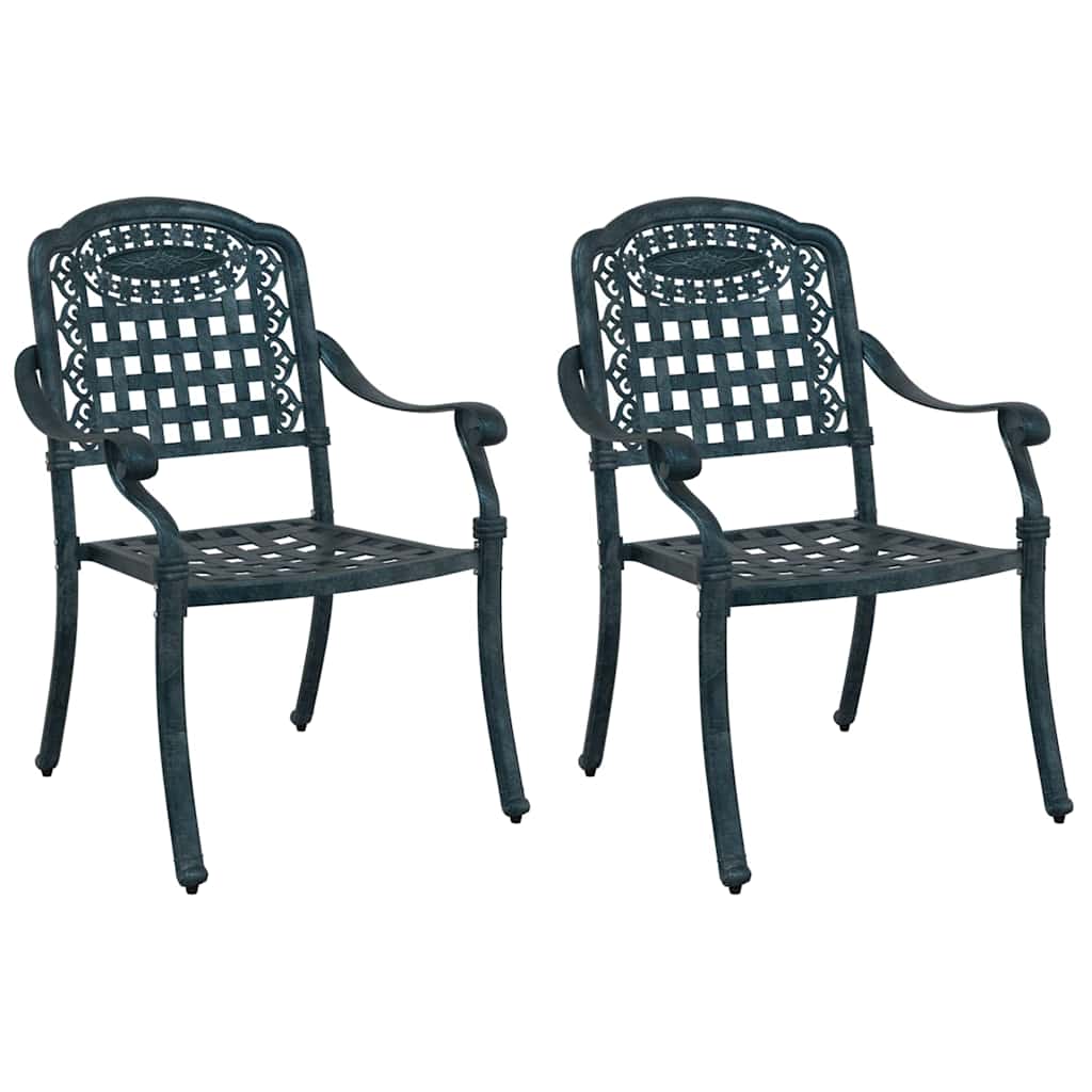 vidaXL Krzesło Ogrodowe 2 pcs Zielony 55 x 56,5 x 91cm Aluminium