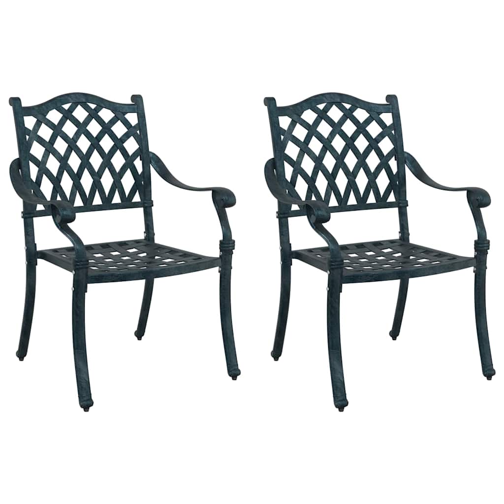 vidaXL Krzesło Ogrodowe 2 pcs Zielony 56 x 55 x 92,5cm Aluminium