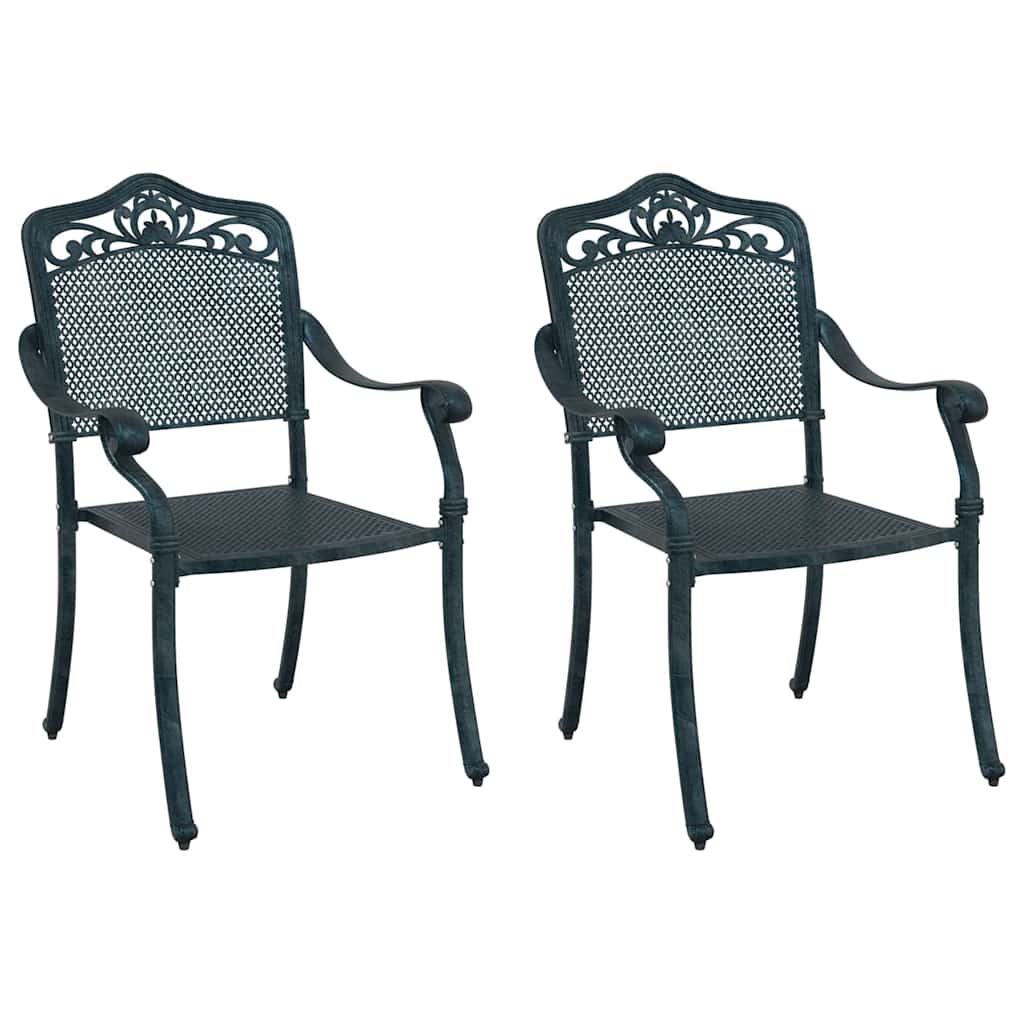 vidaXL Krzesło Ogrodowe 2 pcs Zielony 64 x 62 x 93cm Aluminium