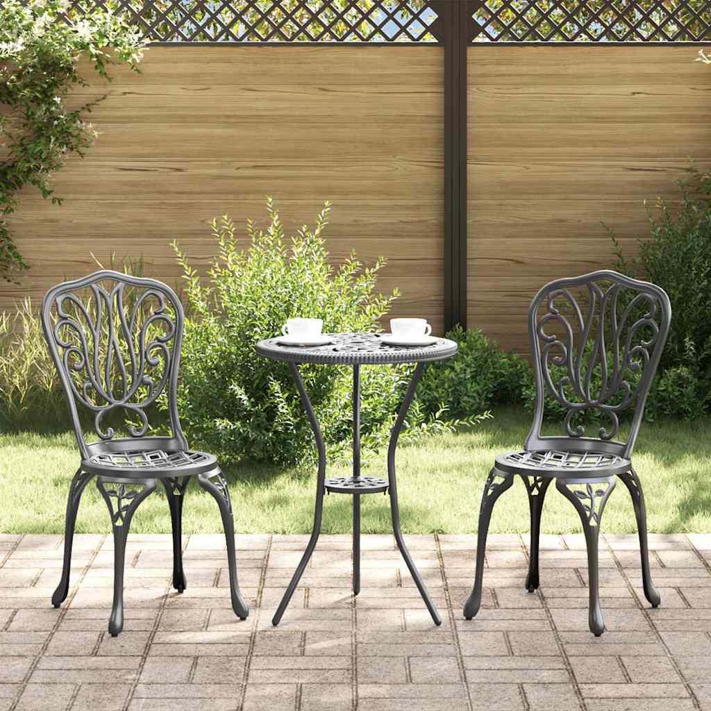 vidaXL Zestaw Bistro Ogrodowego 3 pcs Czarny Aluminium