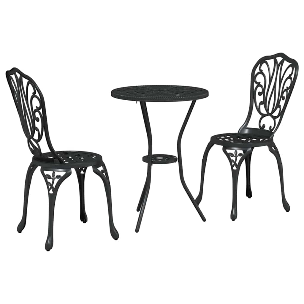 vidaXL Zestaw Bistro Ogrodowego 3 pcs Czarny Aluminium