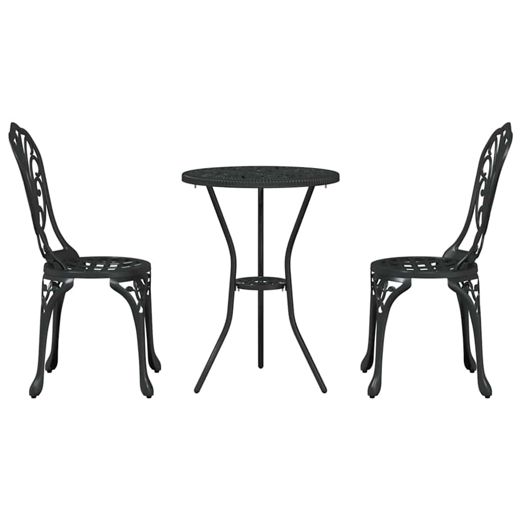 vidaXL Zestaw Bistro Ogrodowego 3 pcs Czarny Aluminium