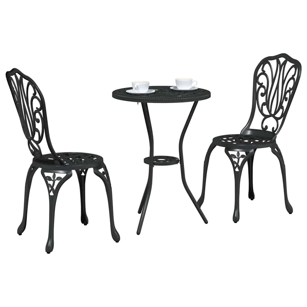 vidaXL Zestaw Bistro Ogrodowego 3 pcs Czarny Aluminium
