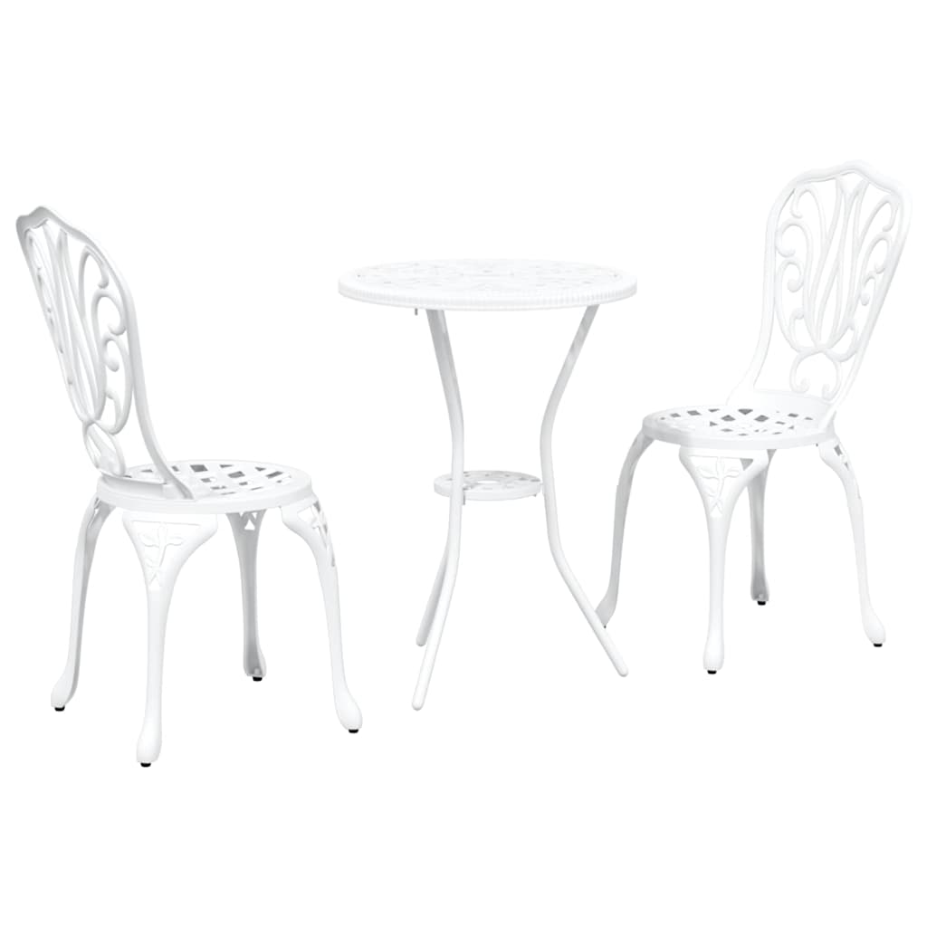 vidaXL Zestaw Bistro Ogrodowego 3 pcs Biały Aluminium