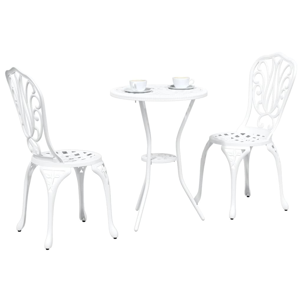 vidaXL Zestaw Bistro Ogrodowego 3 pcs Biały Aluminium