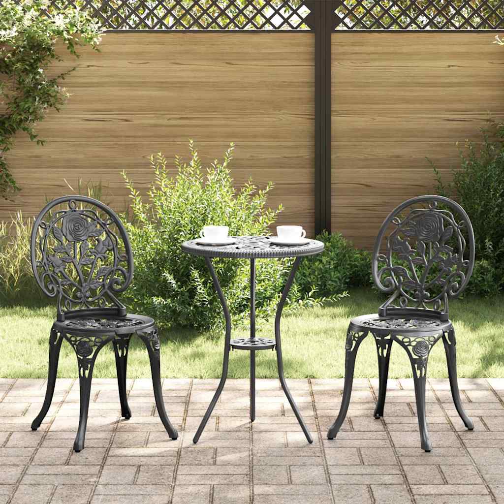 vidaXL Zestaw Bistro Ogrodowego 3 pcs Czarny Aluminium