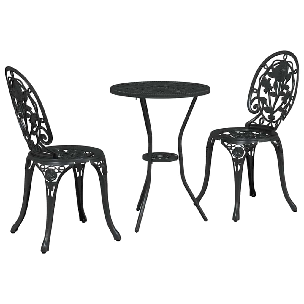 vidaXL Zestaw Bistro Ogrodowego 3 pcs Czarny Aluminium
