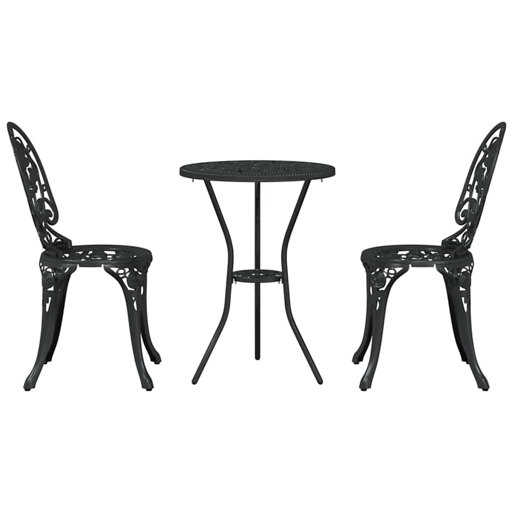 vidaXL Zestaw Bistro Ogrodowego 3 pcs Czarny Aluminium
