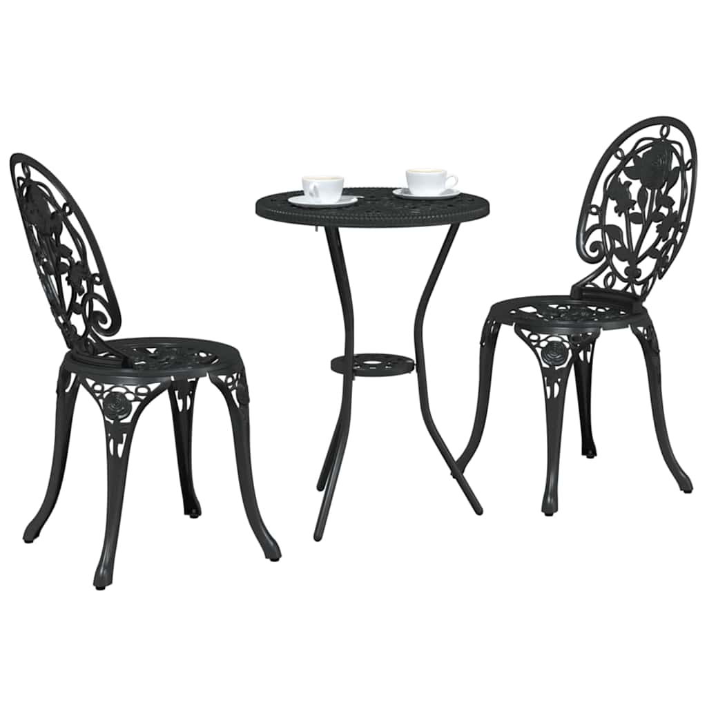 vidaXL Zestaw Bistro Ogrodowego 3 pcs Czarny Aluminium