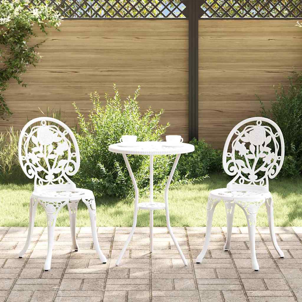 vidaXL Zestaw Bistro Ogrodowego 3 pcs Biały Aluminium