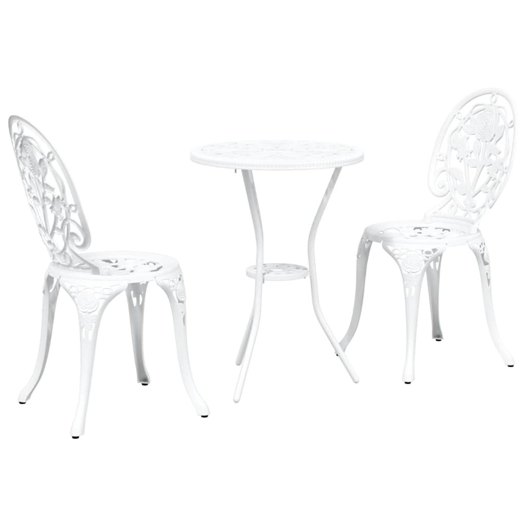 vidaXL Zestaw Bistro Ogrodowego 3 pcs Biały Aluminium