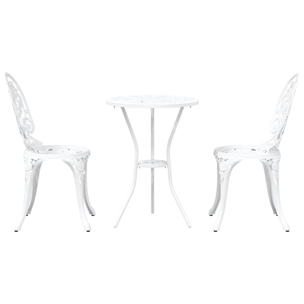 vidaXL Zestaw Bistro Ogrodowego 3 pcs Biały Aluminium