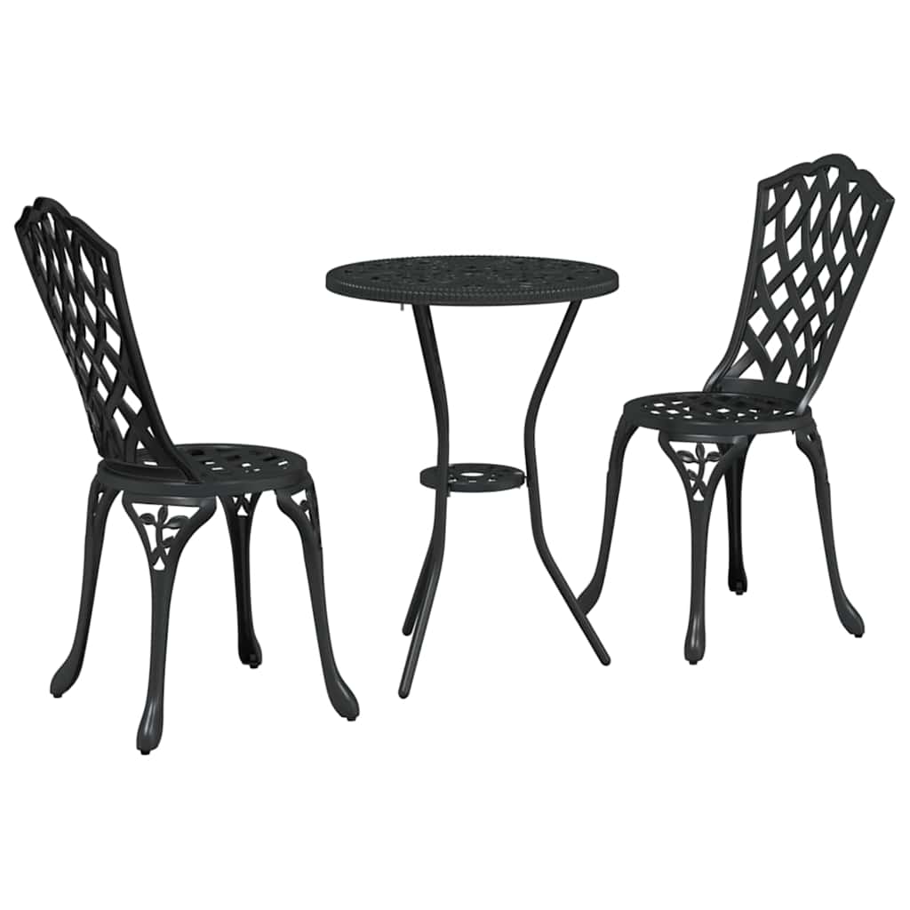 vidaXL Zestaw Bistro Ogrodowego 3 pcs Czarny Aluminium