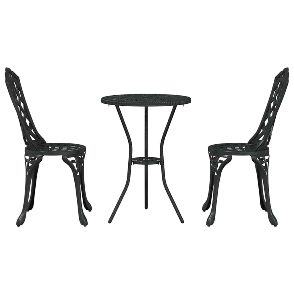 vidaXL Zestaw Bistro Ogrodowego 3 pcs Czarny Aluminium