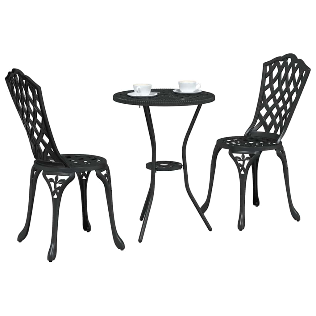 vidaXL Zestaw Bistro Ogrodowego 3 pcs Czarny Aluminium