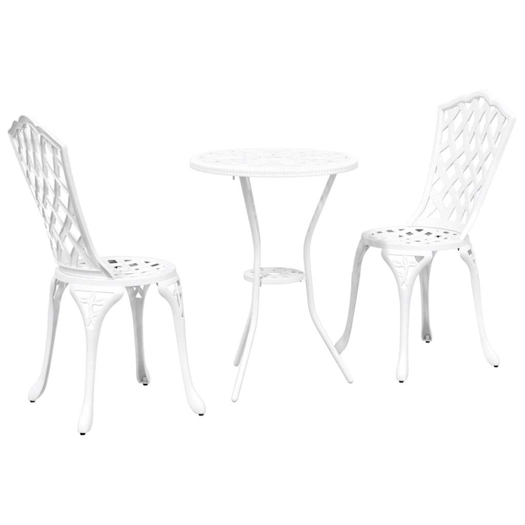 vidaXL Zestaw Bistro Ogrodowego 3 pcs Biały Aluminium