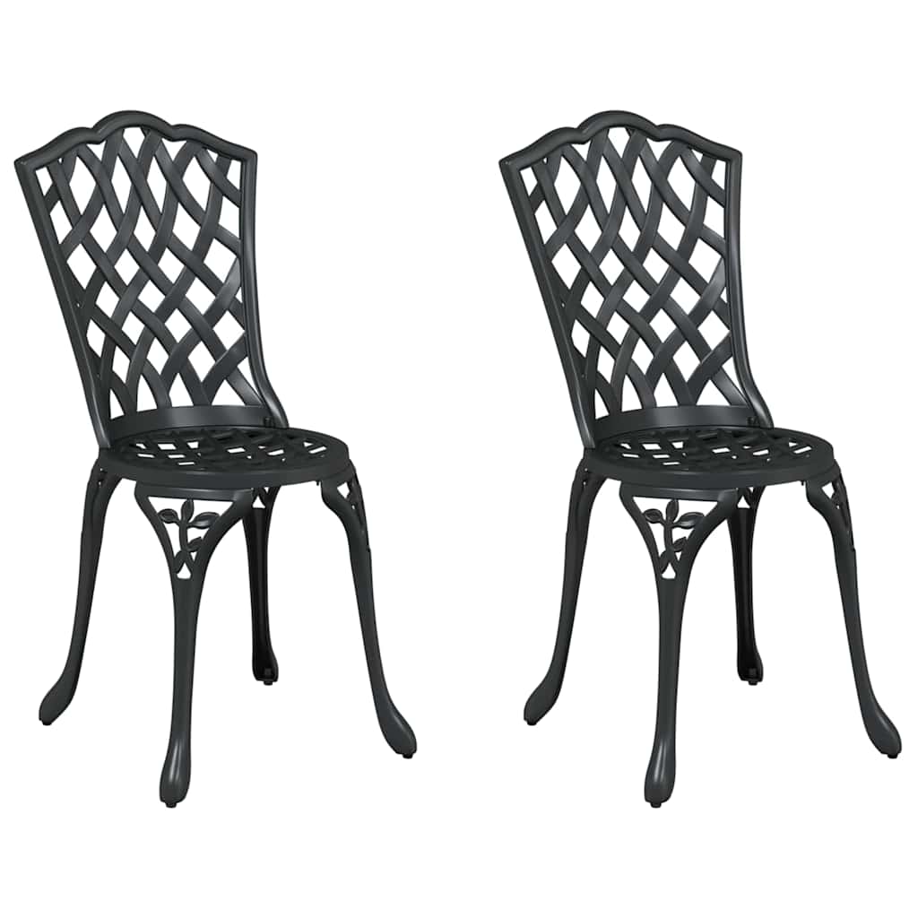 vidaXL Krzesło Ogrodowe 2 pcs Czarny 39 x 40 x 87cm Aluminium