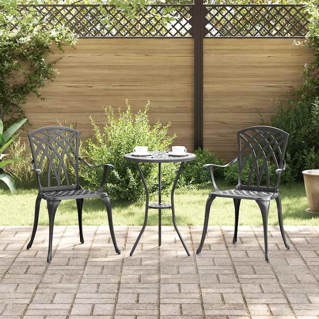 vidaXL Krzesło Ogrodowe 2 pcs Czarny 53 x 51 x 88,5cm Aluminium