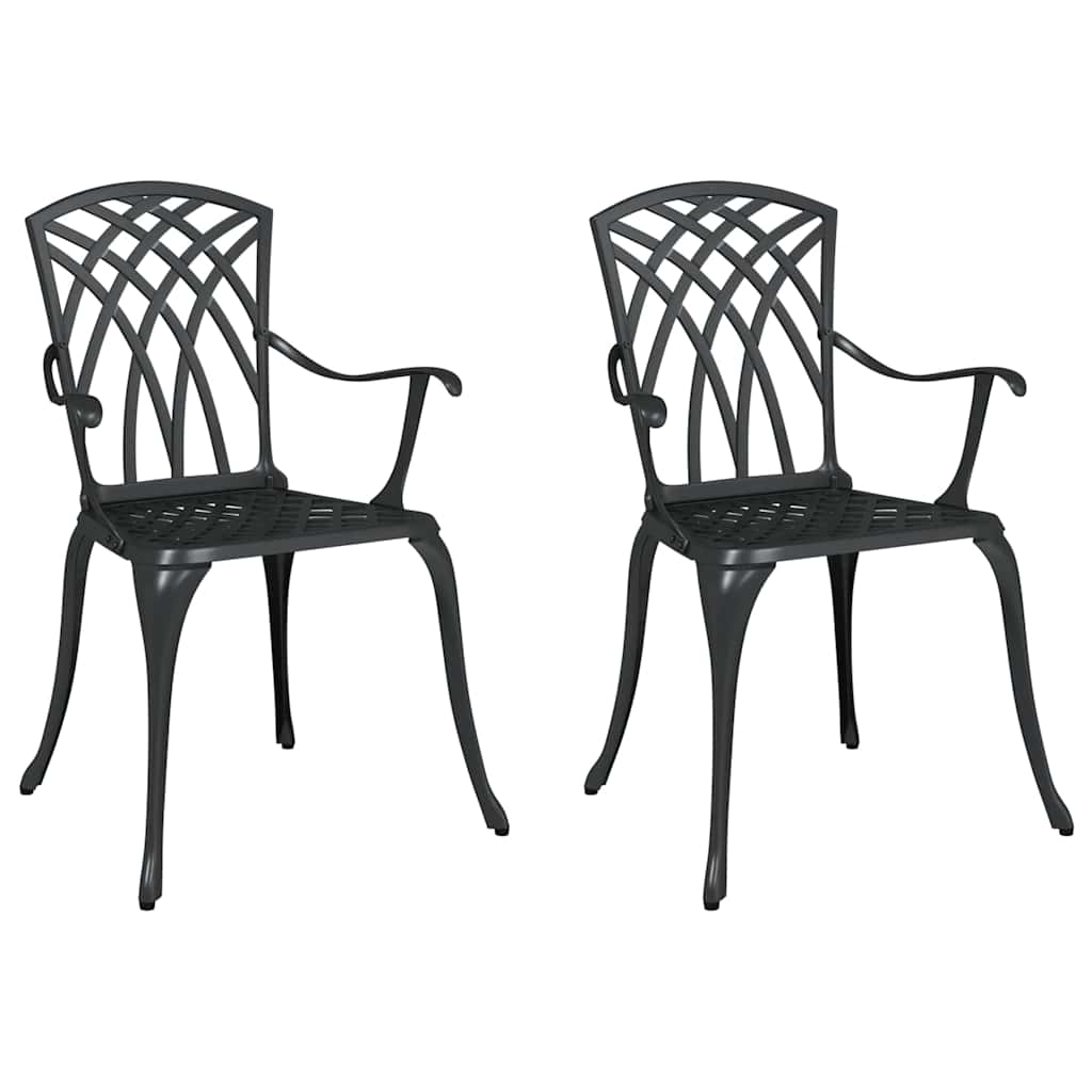 vidaXL Krzesło Ogrodowe 2 pcs Czarny 53 x 51 x 88,5cm Aluminium