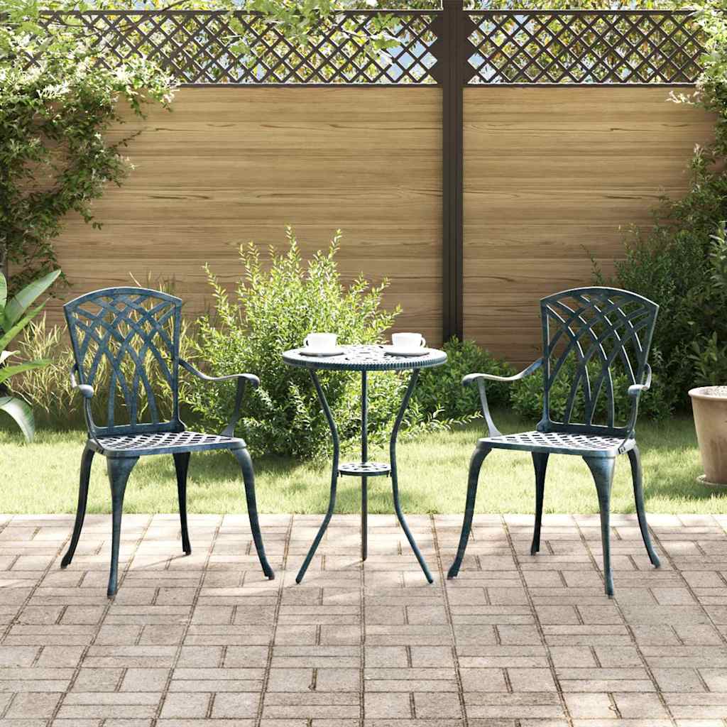 vidaXL Krzesło Ogrodowe 2 pcs Zielony 53 x 51 x 88,5cm Aluminium