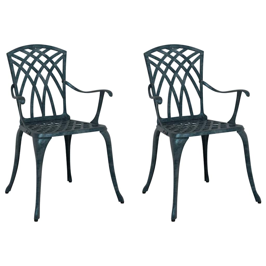 vidaXL Krzesło Ogrodowe 2 pcs Zielony 53 x 51 x 88,5cm Aluminium