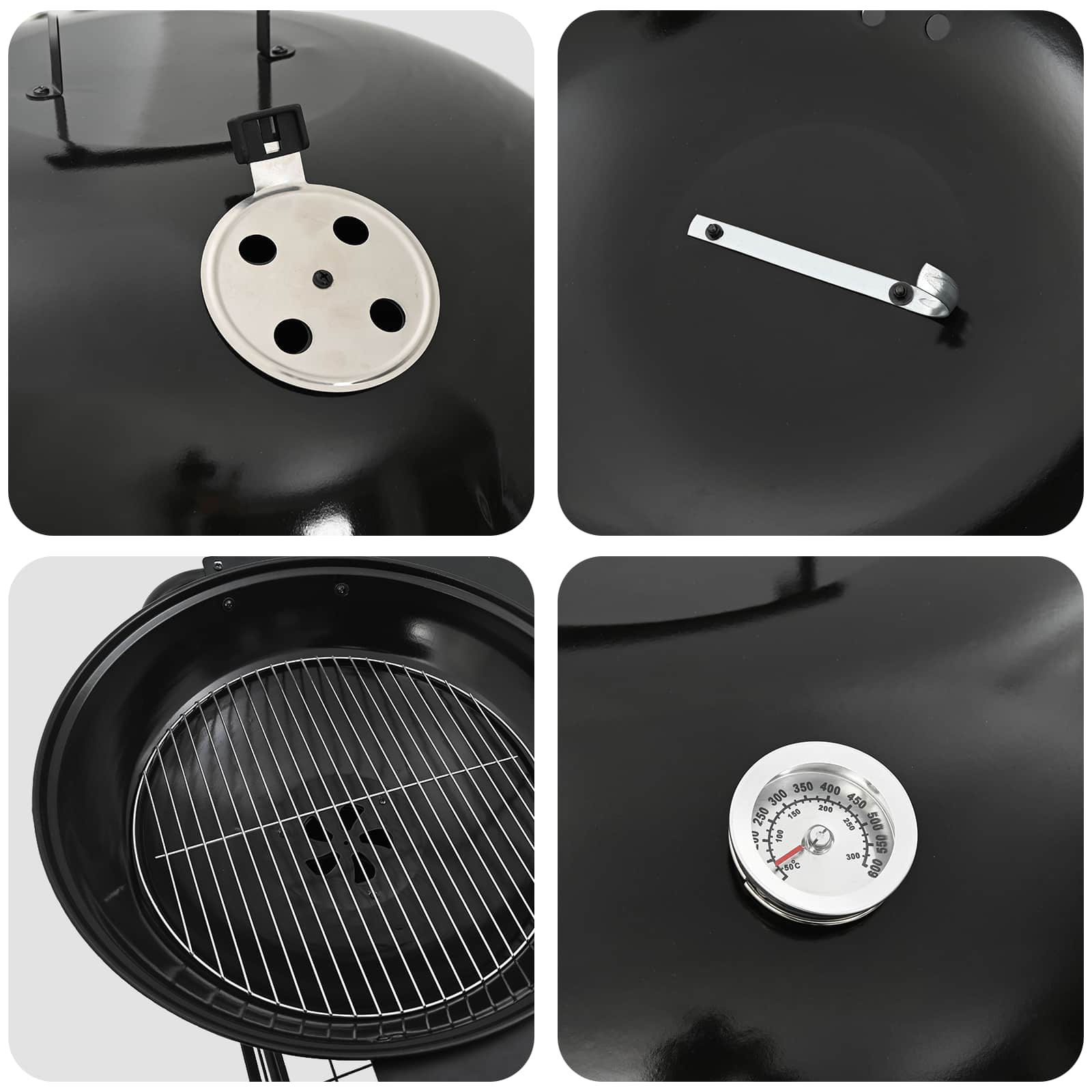 vidaXL Grill na świeżym powietrzu Czarny 91 x 71 x 107 cm Metal