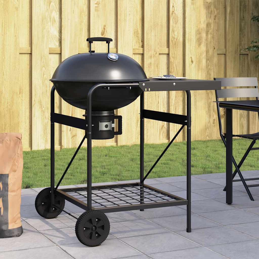 vidaXL Grill na świeżym powietrzu Czarny 91 x 71 x 107 cm Metal