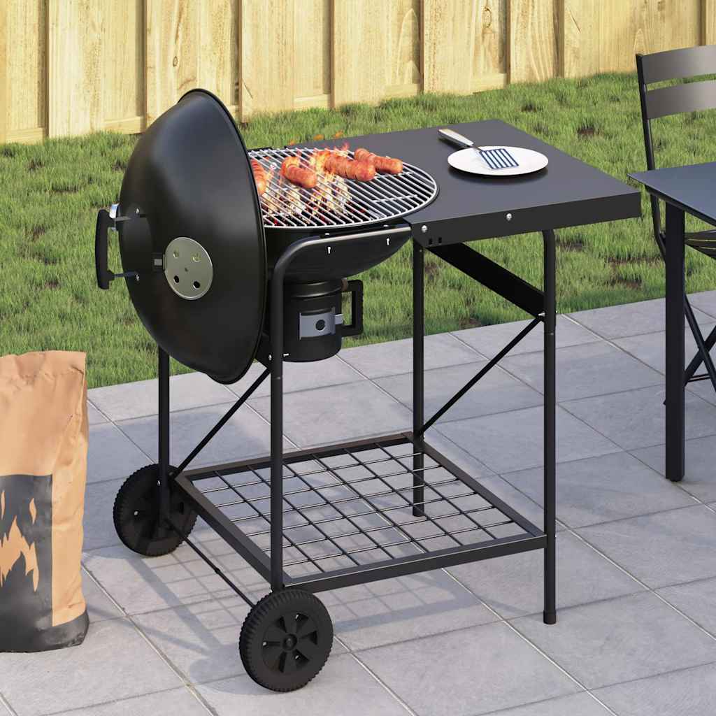 vidaXL Grill na świeżym powietrzu Czarny 91 x 71 x 107 cm Metal