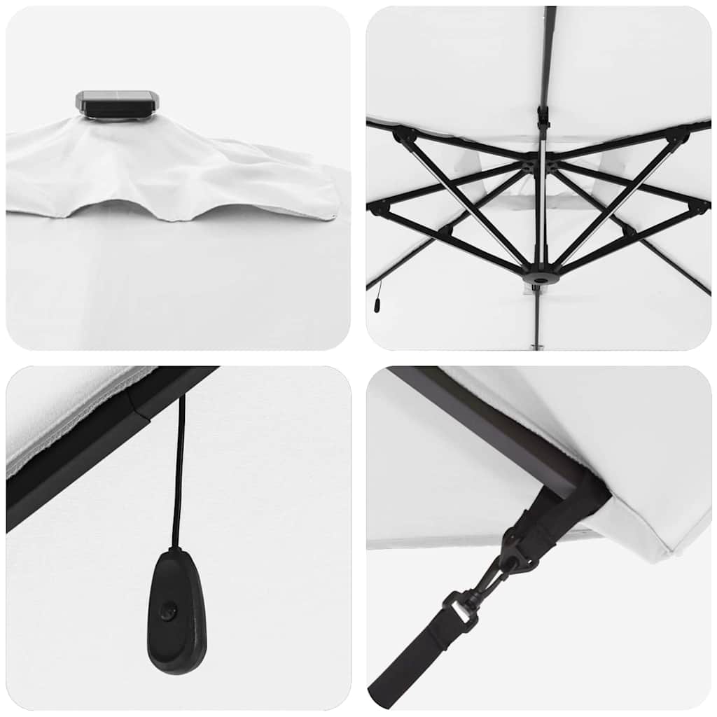 vidaXL Parasol plażowy Ze LED Lights piaskowy 286 x 284 x 270 cm