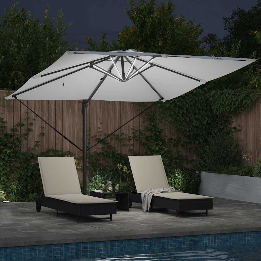 vidaXL Parasol plażowy Ze LED Lights piaskowy 286 x 284 x 270 cm