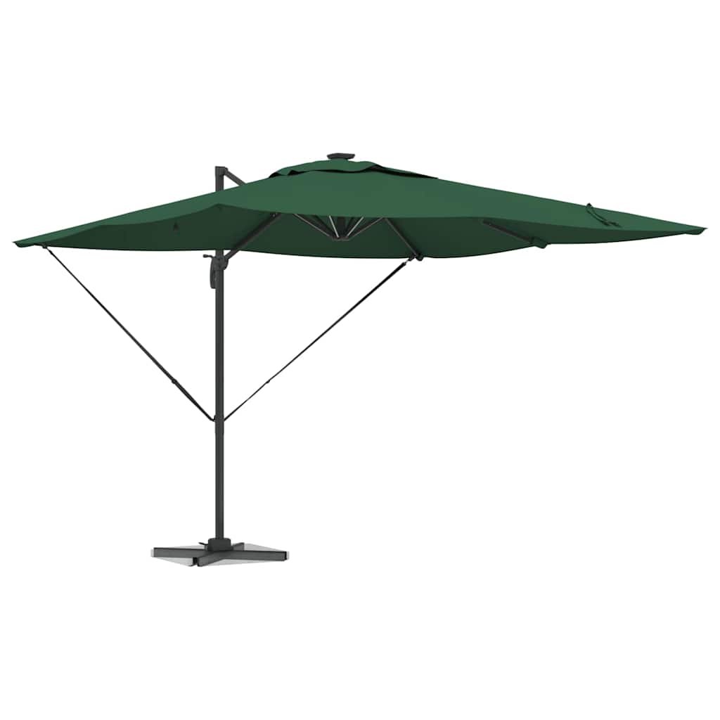 vidaXL Parasol plażowy Ze LED Lights Zielony 286 x 284 x 270 cm