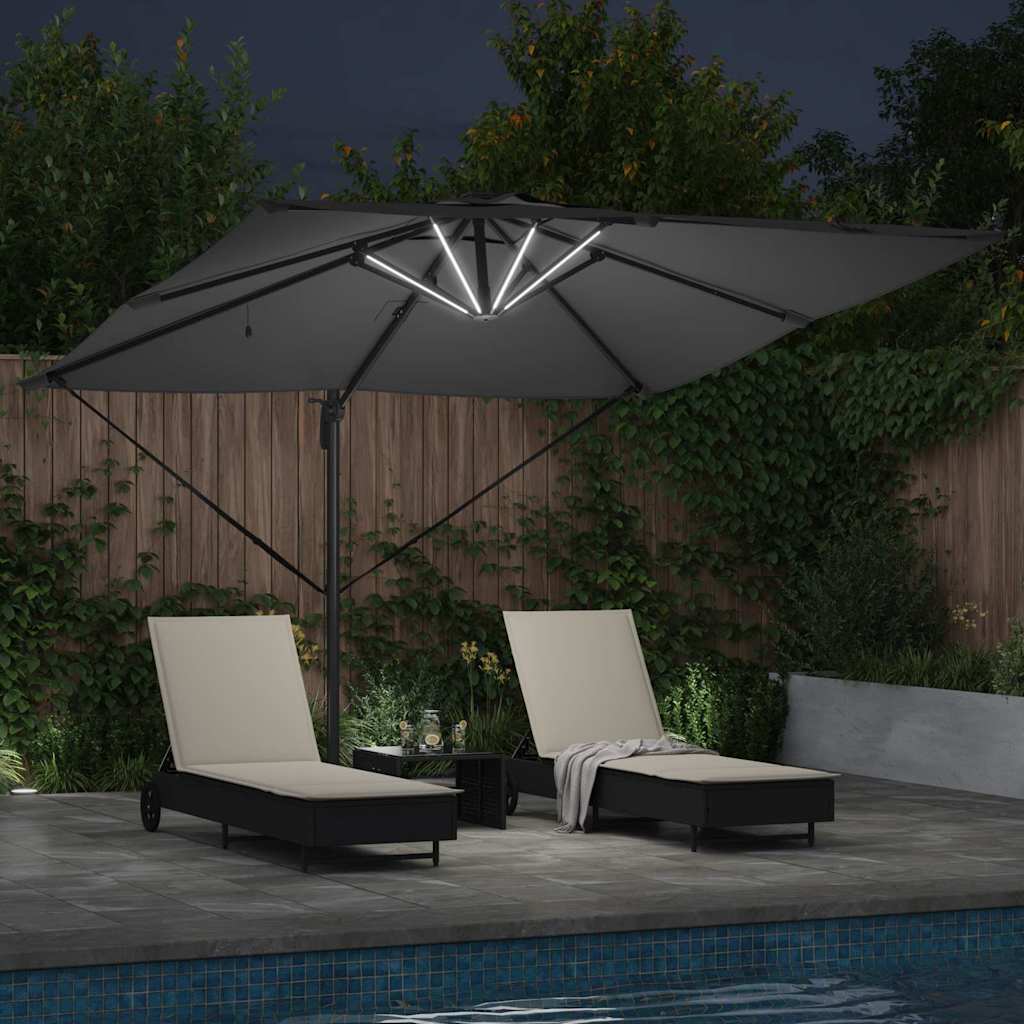 vidaXL Parasol plażowy Ze LED Lights Antracyt 286 x 284 x 270 cm